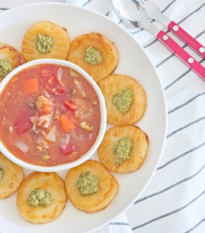 Parmesan cheese gnocchi and Witch Soup